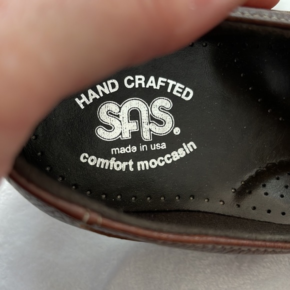 NWOB SAS Comfort Moccasin Women’s Brown Tie w/Stitched Top Loafer Size 9.5 Wide - Picture 5 of 6